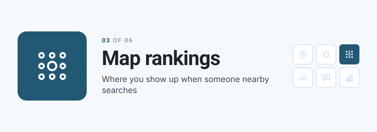 Map rankings, area three of six: where you show up when someone nearby searches
