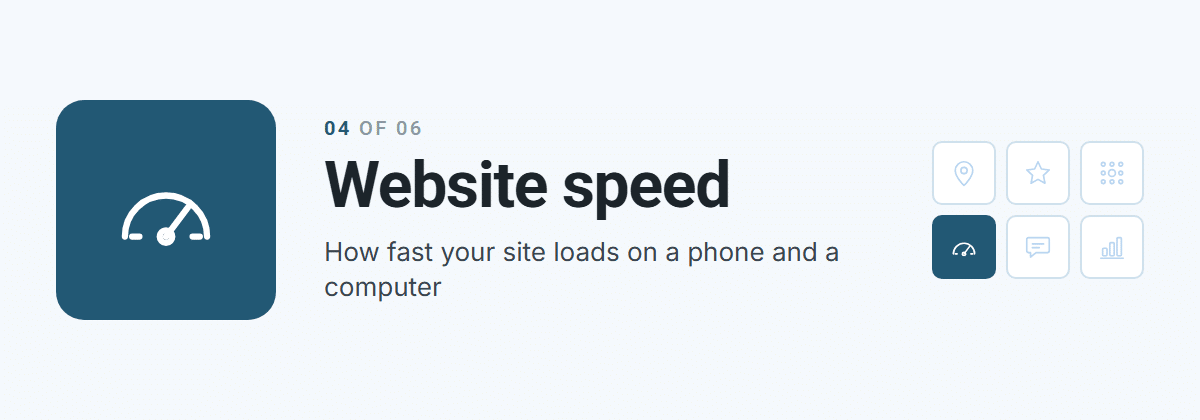 Website speed, area four of six: how fast your site loads on a phone and a computer